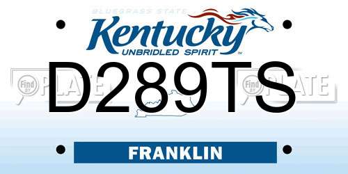 D289TS Kentucky License Plate