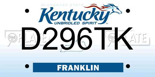 D296TK Kentucky License Plate