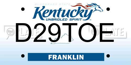 D29TOE Kentucky License Plate