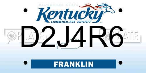 D2J4R6 Kentucky License Plate