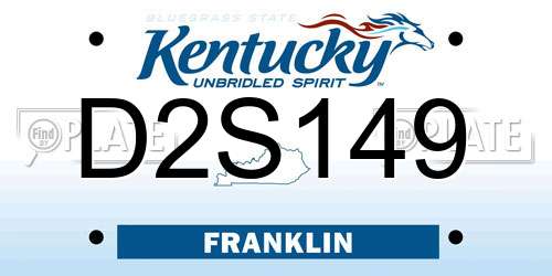 D2S149 Kentucky License Plate