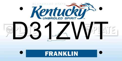 D31ZWT Kentucky License Plate