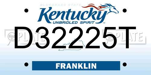 D32225T Kentucky License Plate