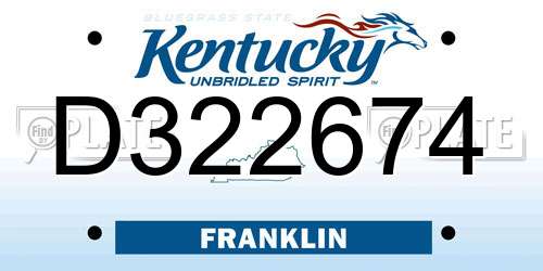 D322674 Kentucky License Plate