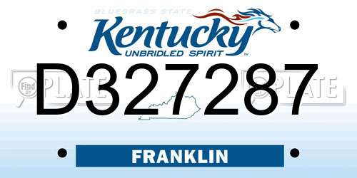 D327287 Kentucky License Plate