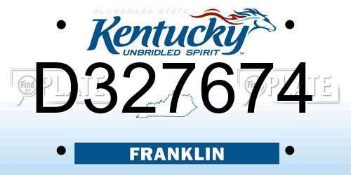 D327674 Kentucky License Plate