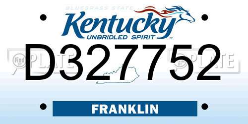 D327752 Kentucky License Plate