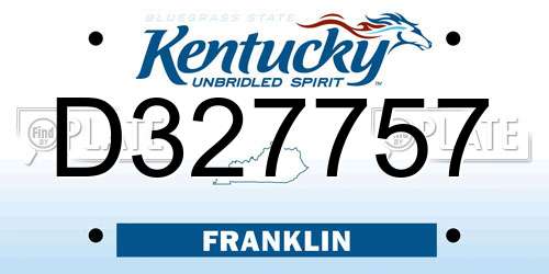 D327757 Kentucky License Plate
