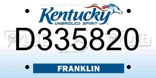D335820 Kentucky License Plate