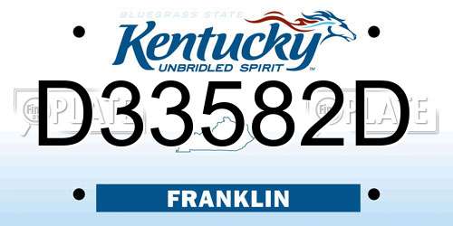 D33582D Kentucky License Plate