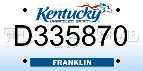 D335870 Kentucky License Plate