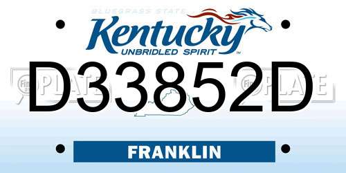 D33852D Kentucky License Plate