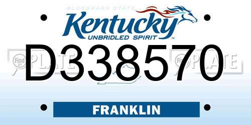 D338570 Kentucky License Plate