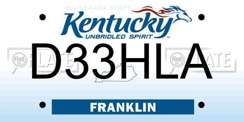 D33HLA Kentucky License Plate