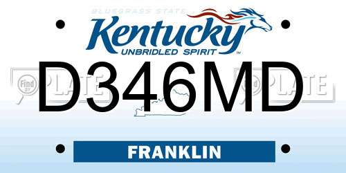 D346MD Kentucky License Plate