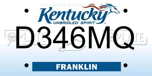 D346MQ Kentucky License Plate