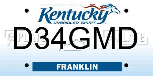 D34GMD Kentucky License Plate