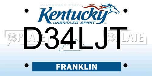 D34LJT Kentucky License Plate