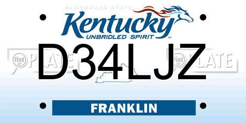 D34LJZ Kentucky License Plate