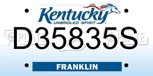D35835S Kentucky License Plate