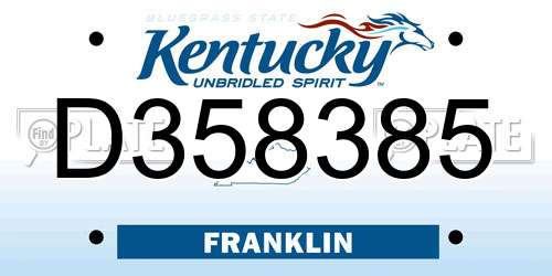 D358385 Kentucky License Plate