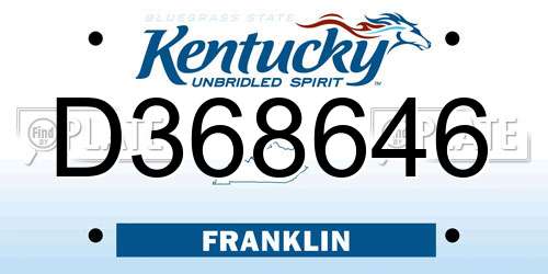 D368646 Kentucky License Plate