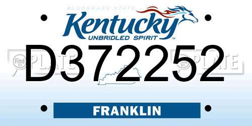 D372252 Kentucky License Plate