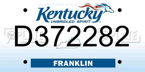 D372282 Kentucky License Plate