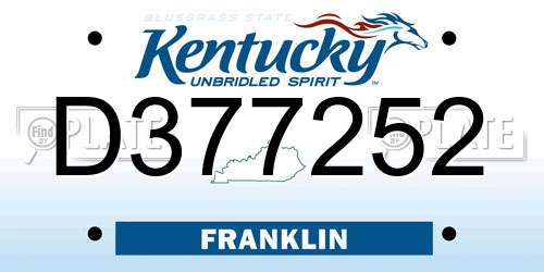 D377252 Kentucky License Plate