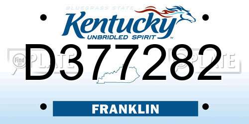 D377282 Kentucky License Plate