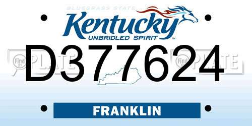 D377624 Kentucky License Plate