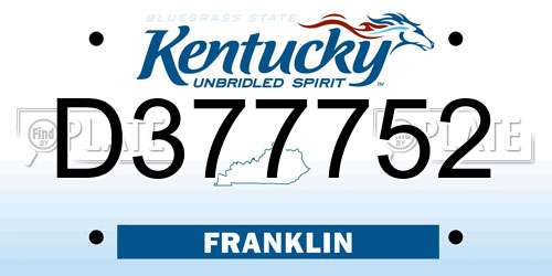 D377752 Kentucky License Plate