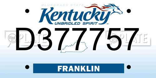D377757 Kentucky License Plate