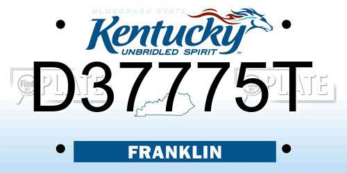 D37775T Kentucky License Plate