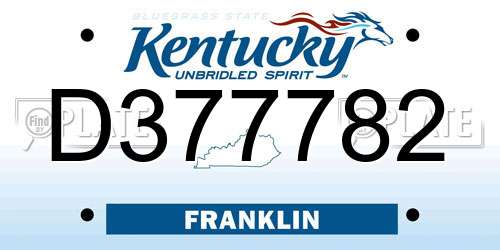 D377782 Kentucky License Plate