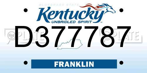 D377787 Kentucky License Plate