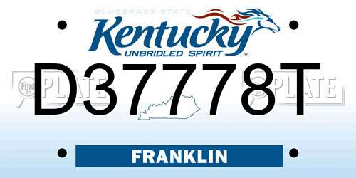 D37778T Kentucky License Plate