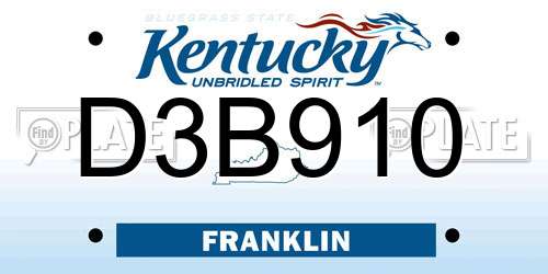 D3B910 Kentucky License Plate
