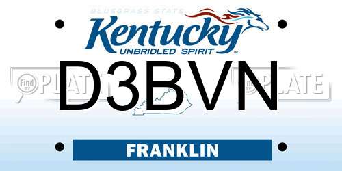 D3BVN Kentucky License Plate