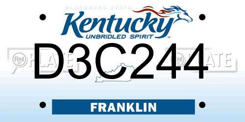 D3C244 Kentucky License Plate