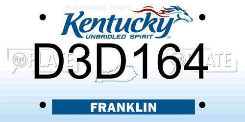 D3D164 Kentucky License Plate