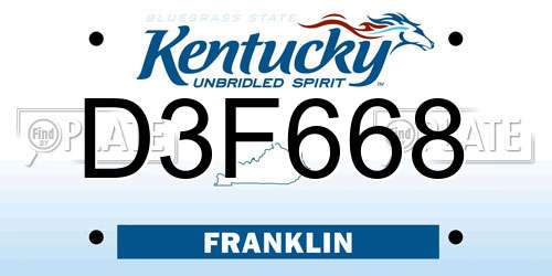 D3F668 Kentucky License Plate