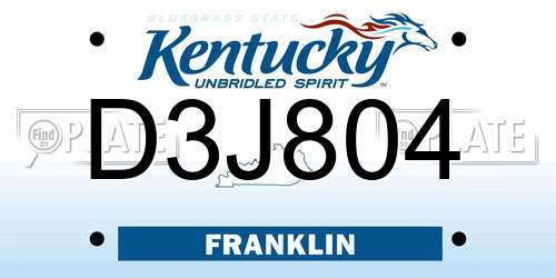 D3J804 Kentucky License Plate