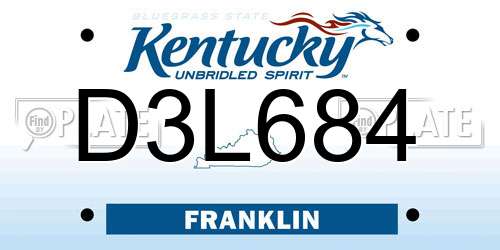 D3L684 Kentucky License Plate