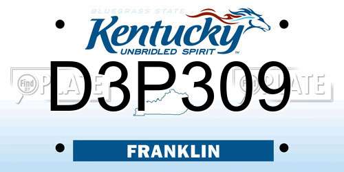 D3P309 Kentucky License Plate
