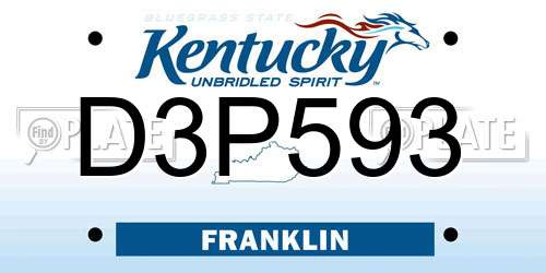 D3P593 Kentucky License Plate