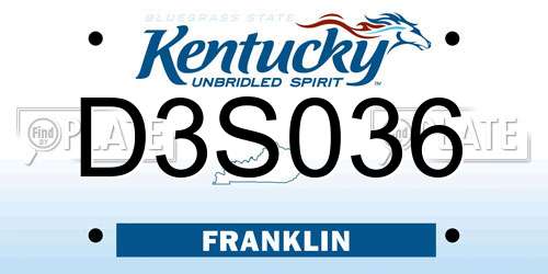 D3S036 Kentucky License Plate