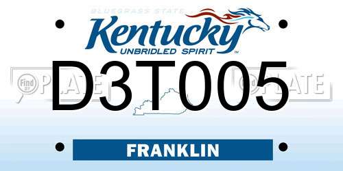 D3T005 Kentucky License Plate