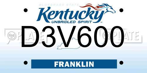 D3V600 Kentucky License Plate
