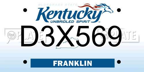 D3X569 Kentucky License Plate